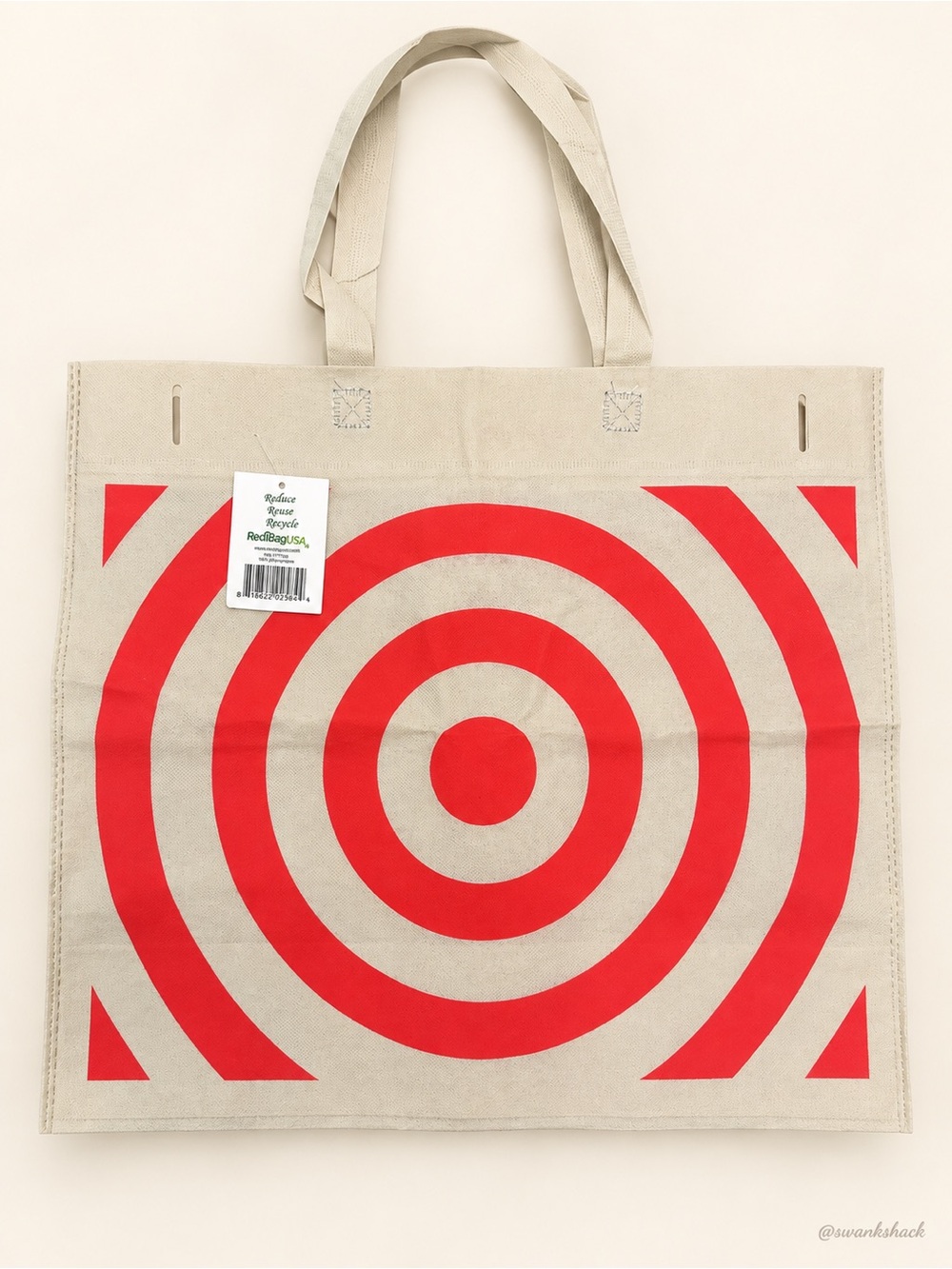 (12) Target Bullseye Reusable Shopping Tote Bags Cream & Red NWT
